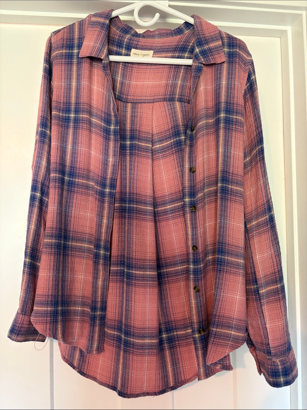 Thread & Supply Pink Plaid Button-Front Shirt
